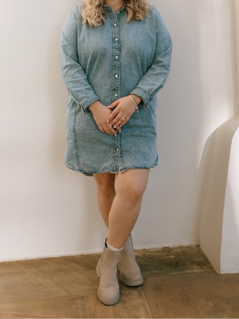 Universal Thread Light Blue Denim Shirt Dress
